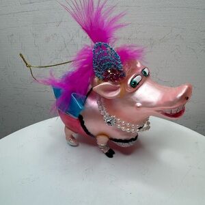 Pink and Blue Decorative Hippo Action Figure